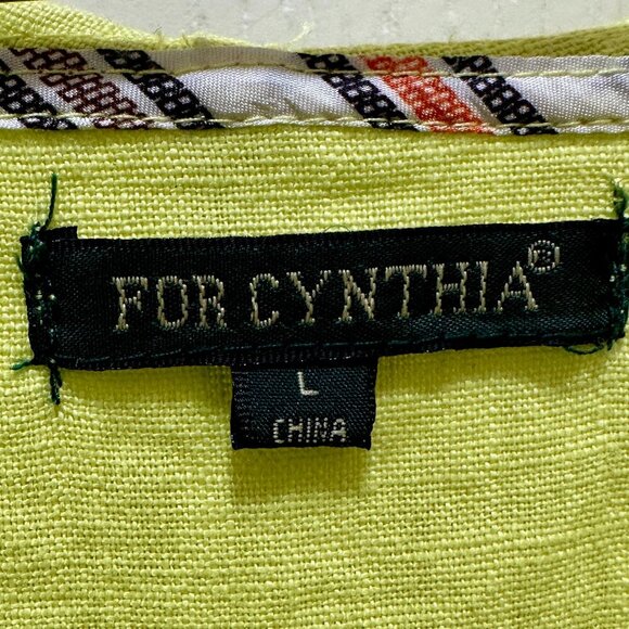 For Cynthia Women’s 100% Linen Tunic Jacket Size L Green Asymmetrical Hooded - Picture 4 of 12